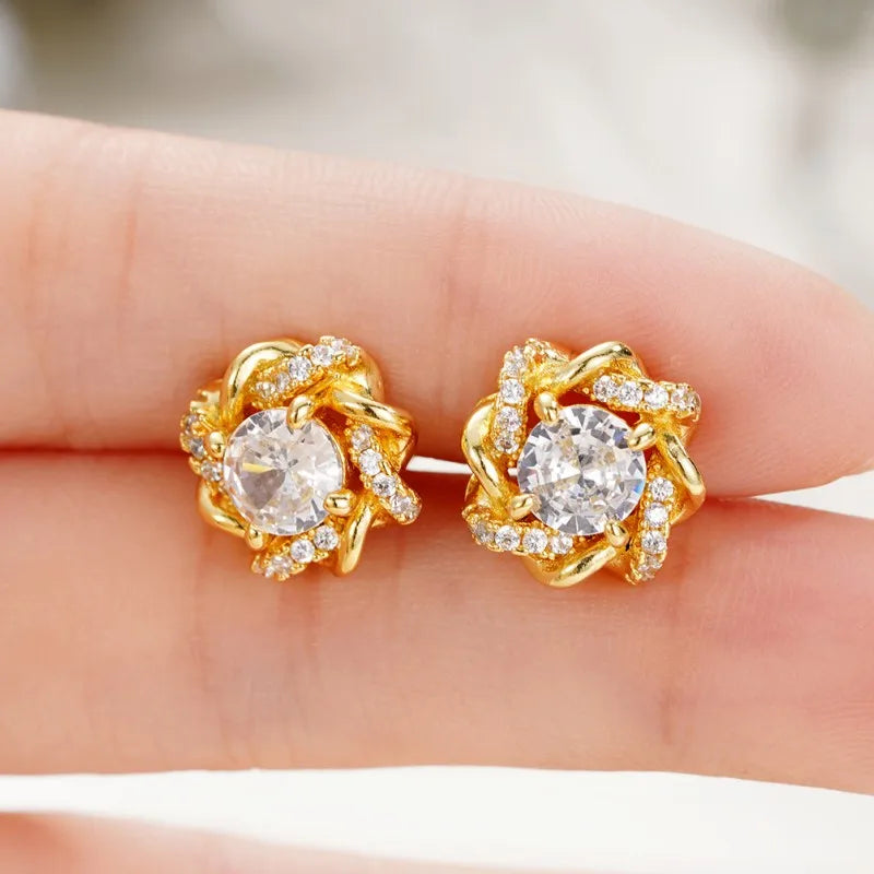 The "Aura Spark" Dainty Stud Earrings – Luxury Cubic Zirconia Bridal Jewelry