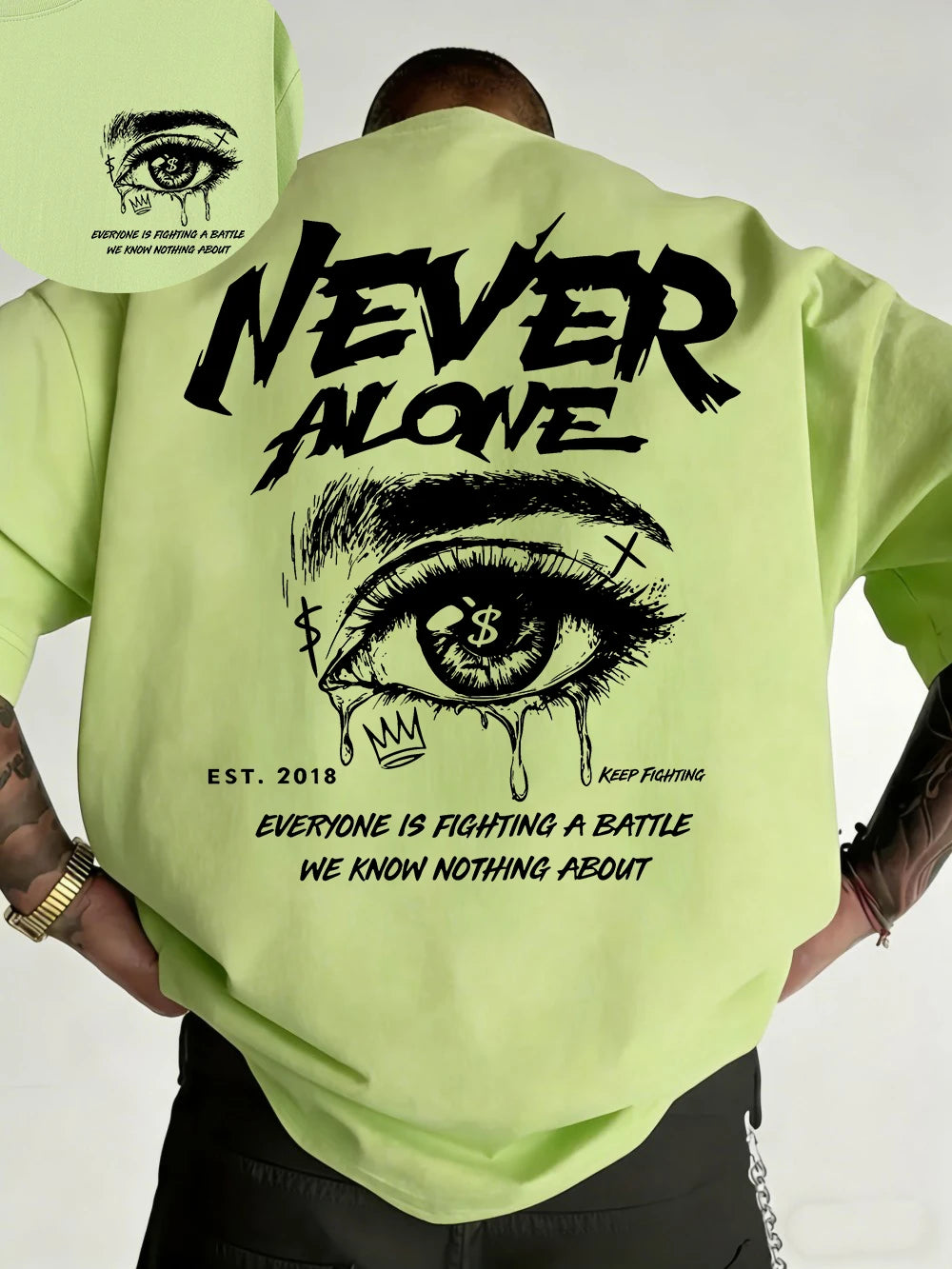 "Never Alone" Graphic Oversized Tee - Premium Cotton Streetwear T-Shirt