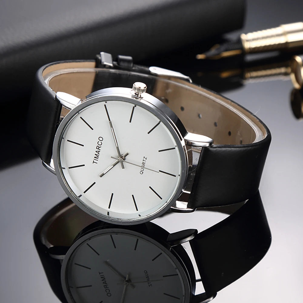 Minimalist Leather Strap Quartz Watch - Unisex