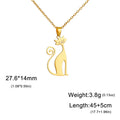 Minimalist Stainless Steel Quirky Long-Tail Cat Pendant Necklace