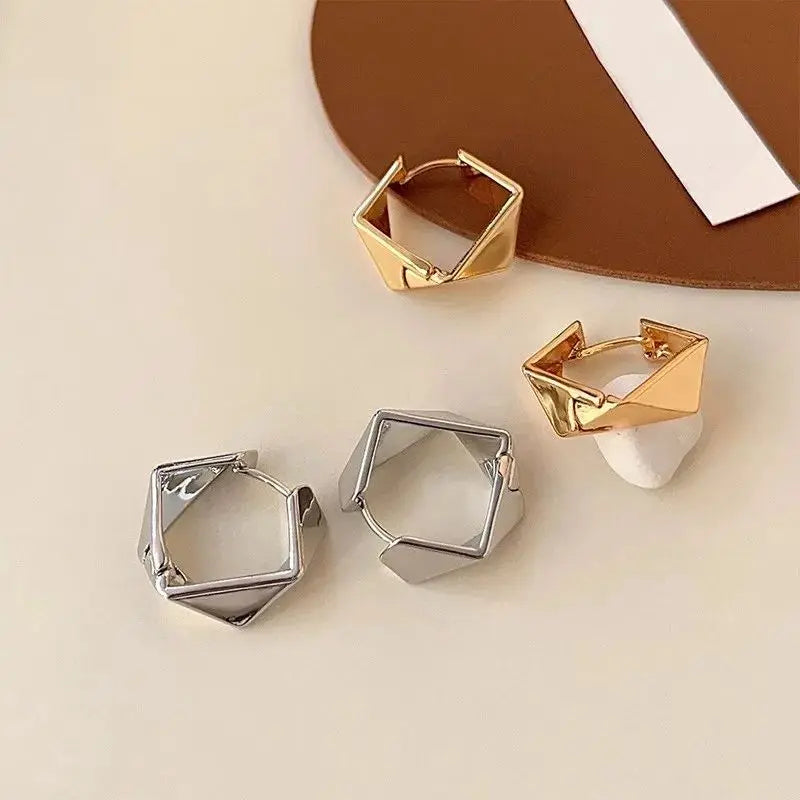 The "Aura Hexa-Glitz" Statement Hoops – Vintage Geometric Hexagon Earrings
