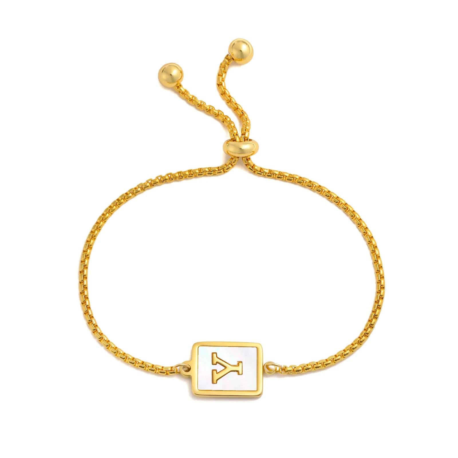 Aura Pearl Initial Bracelet – Waterproof Stainless Steel Alphabet Chain