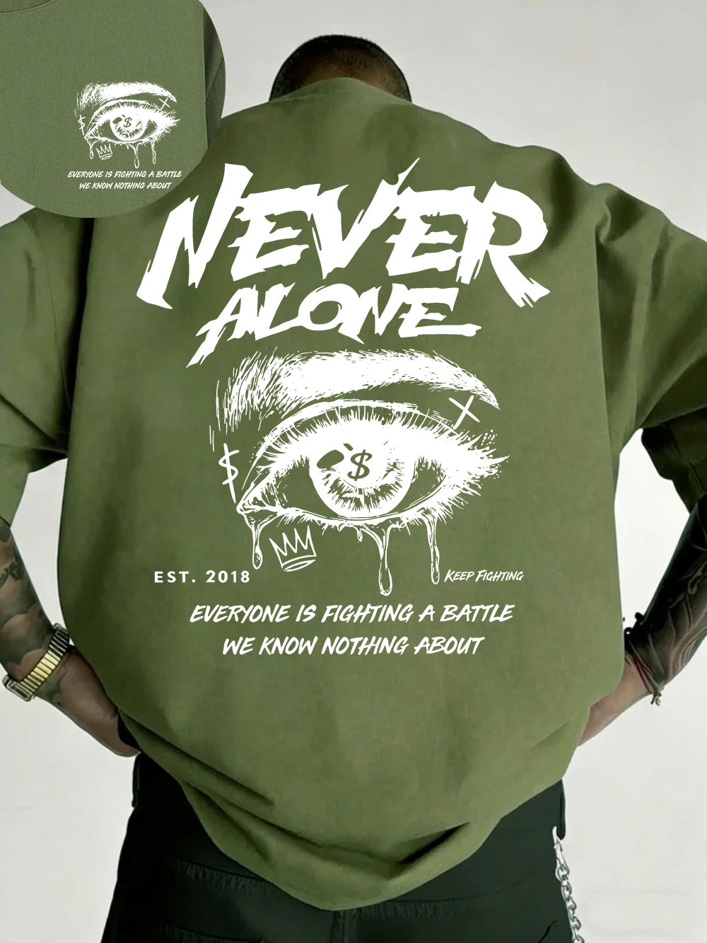 "Never Alone" Graphic Oversized Tee - Premium Cotton Streetwear T-Shirt