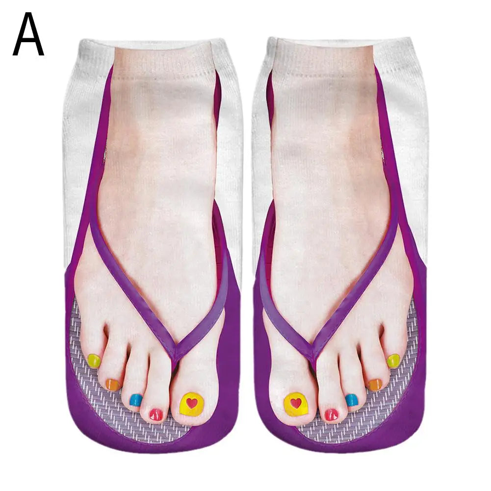 The "PrankFlop" Novelty Socks – 3D Illusion Flip-Flop Ankle Socks