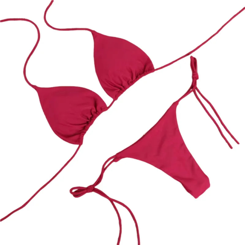 The "Aura Solis" Triangle Bikini Set – Sexy Halter Two-Piece Swimsuit
