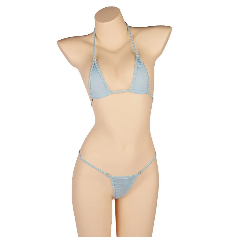 Siren Minimalist Micro Bikini Set – Adjustable Bandage Brazilian Swimwear