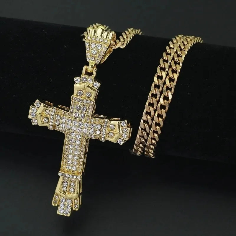 Urban Style Rhinestone Cross Necklace