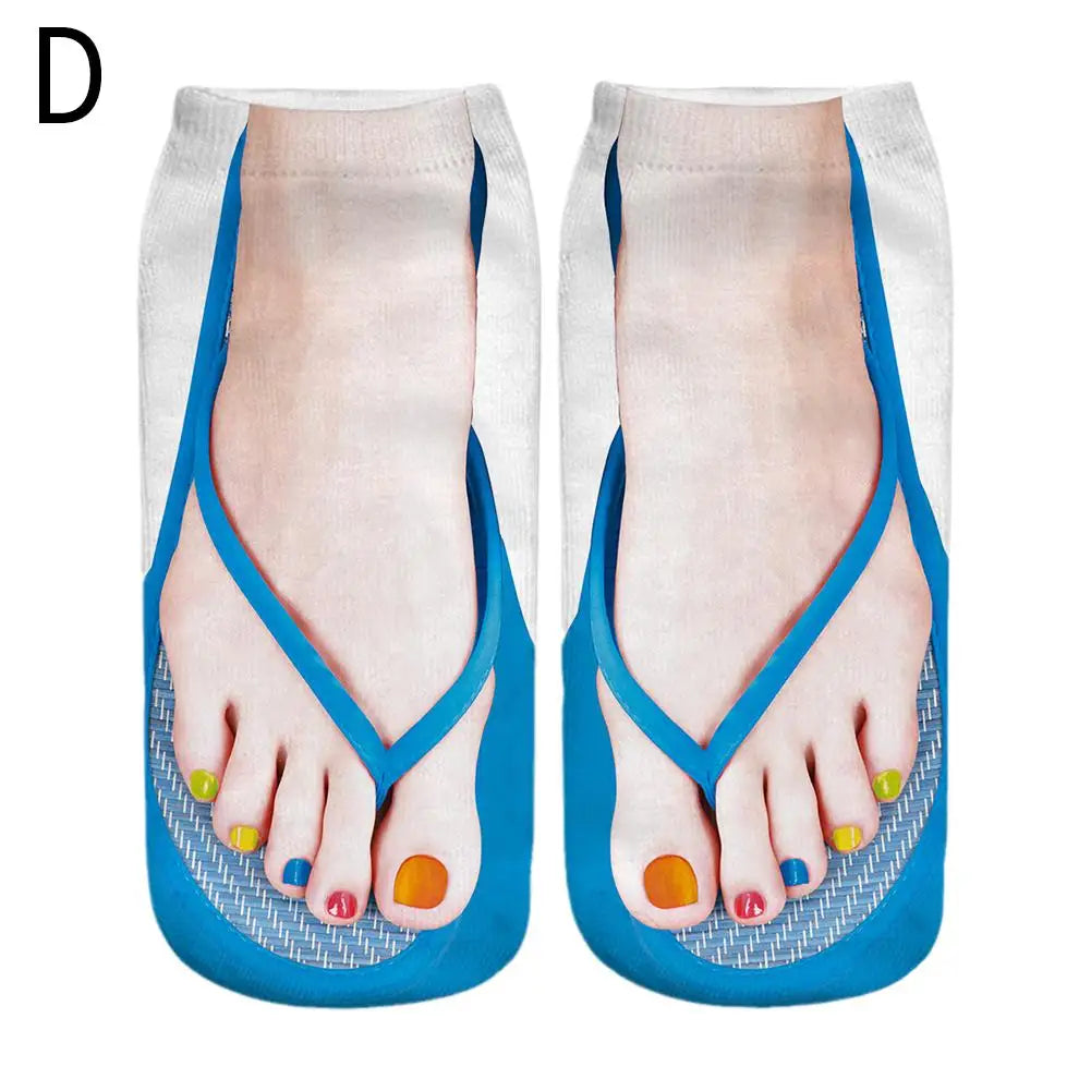 The "PrankFlop" Novelty Socks – 3D Illusion Flip-Flop Ankle Socks