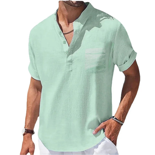 Amalfi Lightweight Cotton Linen Henley Shirt