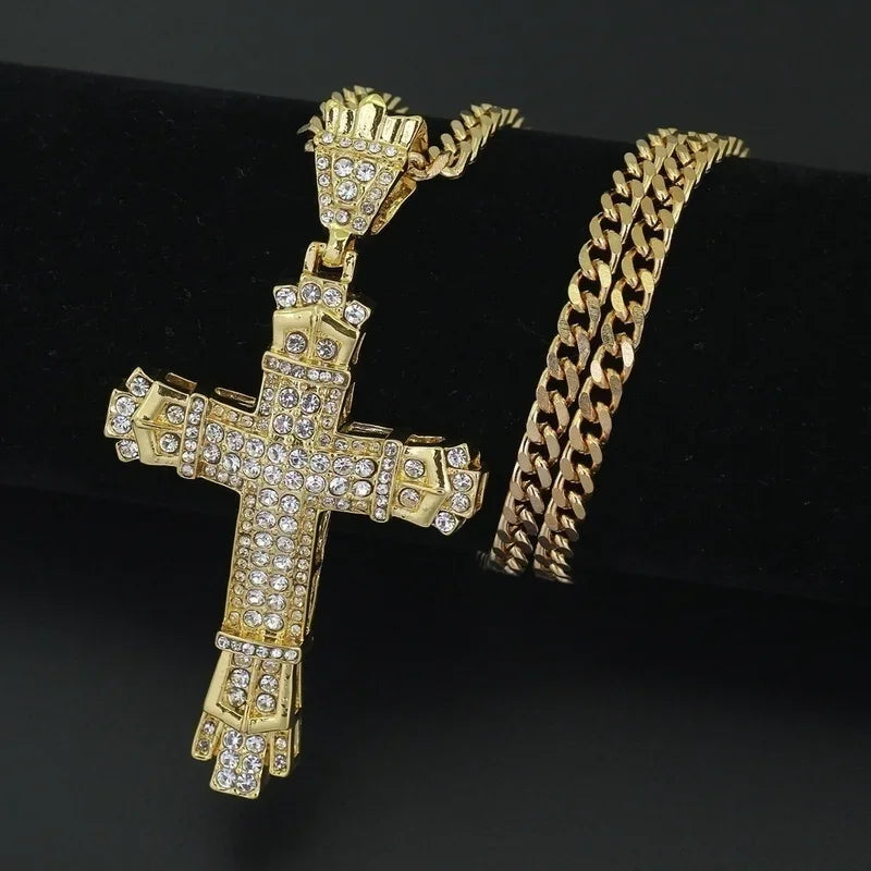 Urban Style Rhinestone Cross Necklace