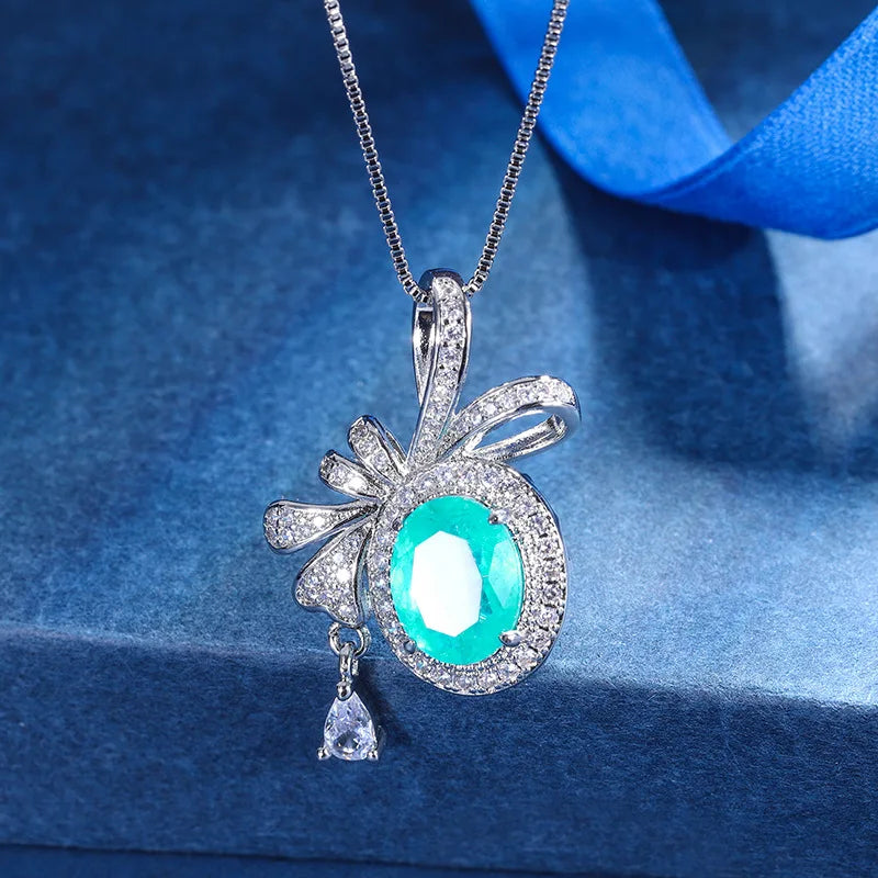 Elegant Red Bow Butterfly Pendant Necklace for Women