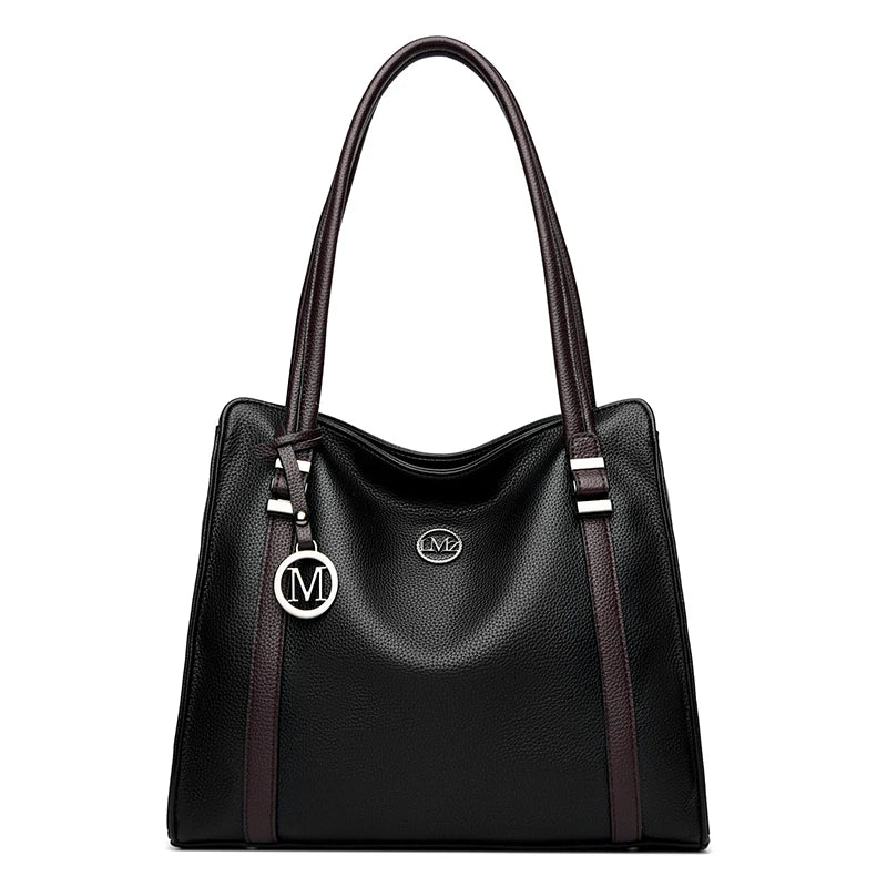 Luxury Leather Shoulder Bag - Large Capacity Tote