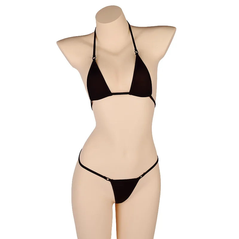 Siren Minimalist Micro Bikini Set – Adjustable Bandage Brazilian Swimwear