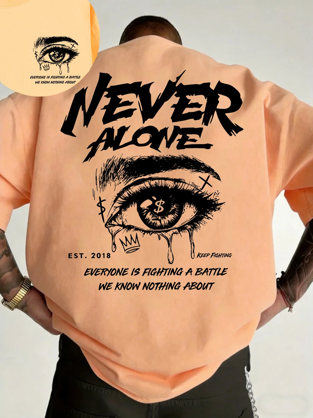 "Never Alone" Graphic Oversized Tee - Premium Cotton Streetwear T-Shirt