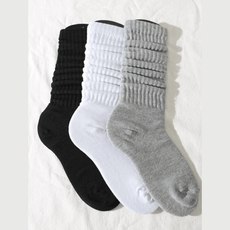 The "Soft-Stack" Slouch Socks (3-Pack) – Women's Trendy Pile-Up Mid-Length Socks
