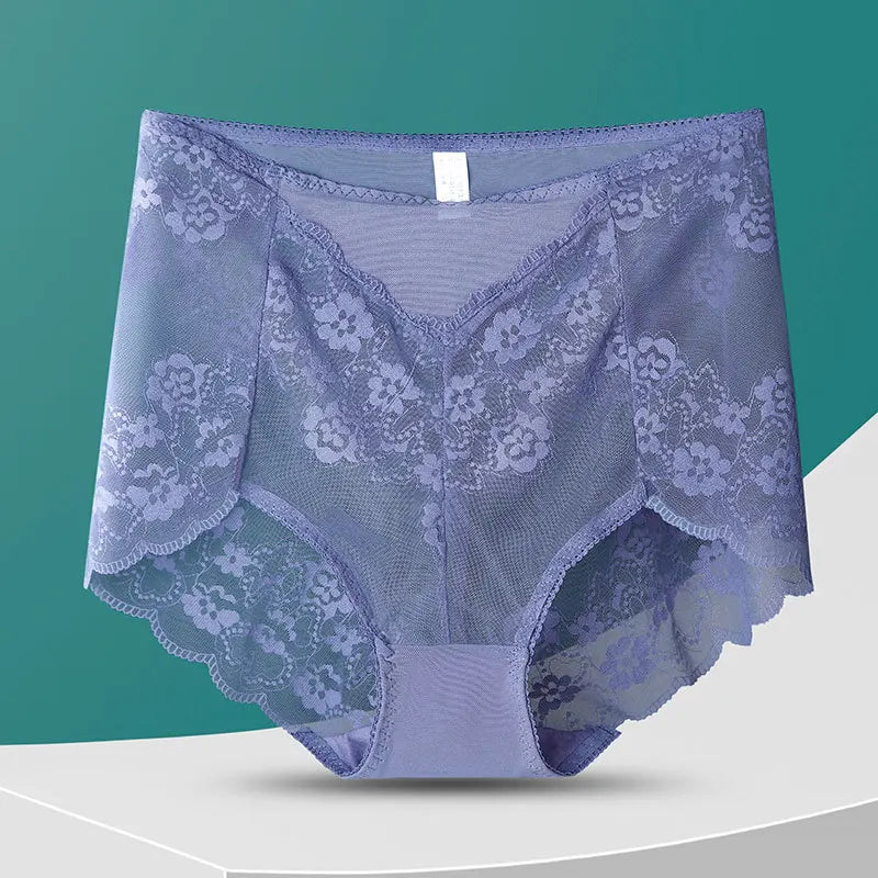 Seamless Perforated Lace High-Waisted Briefs