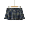 Blair Preppy Pleated Skirt – Y2K Red Plaid Side-Button Mini Skirt