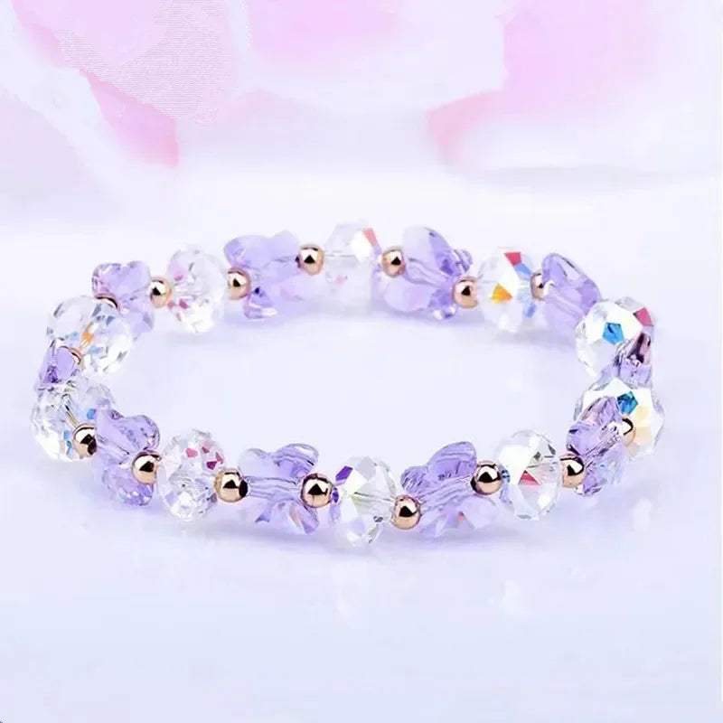 Crystal Butterfly Beaded Stretch Bracelet