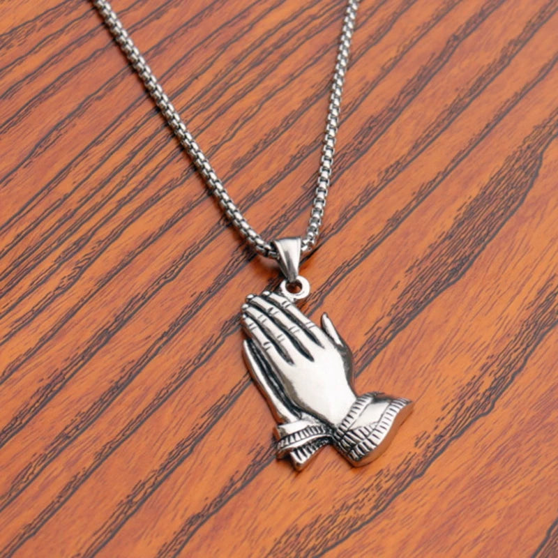Devotion Praying Hands Pendant – Men's Titanium Steel Streetwear Chain