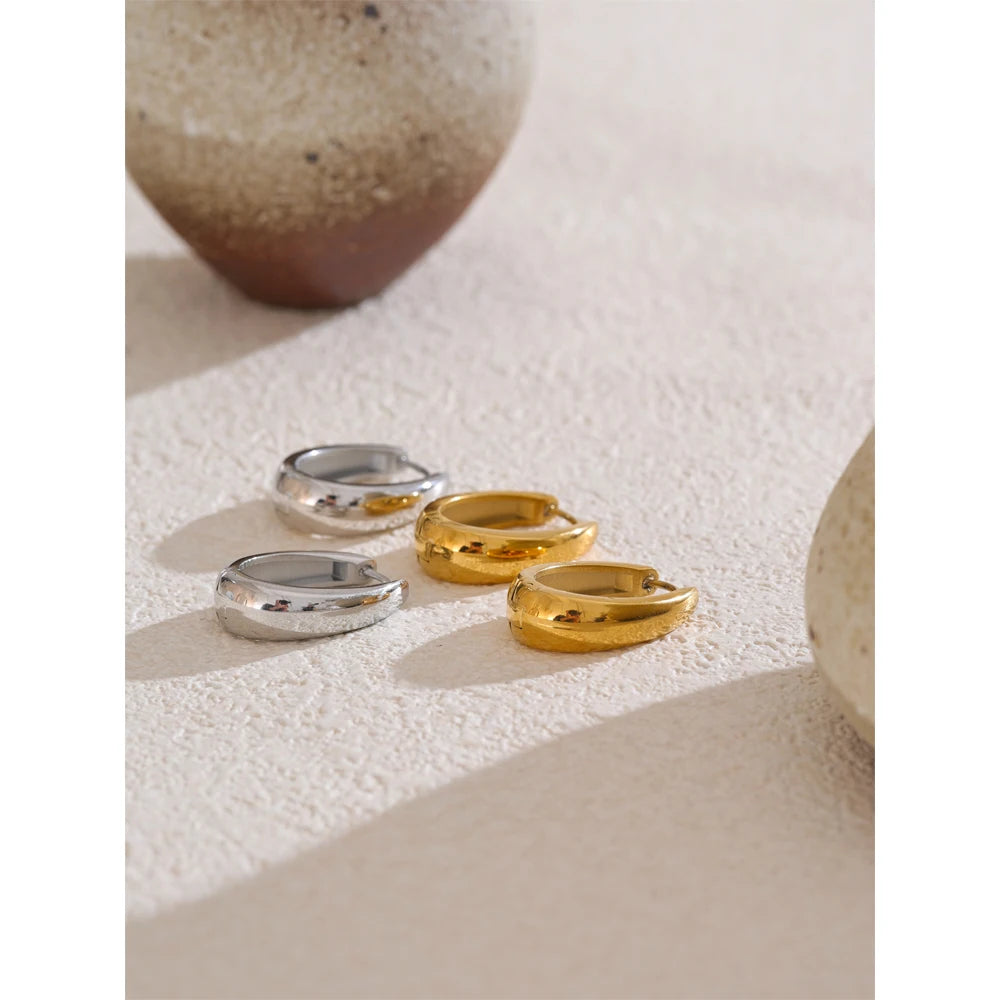 Waterproof 18K Gold Plated Stainless Steel U-Shape Hoop Earrings