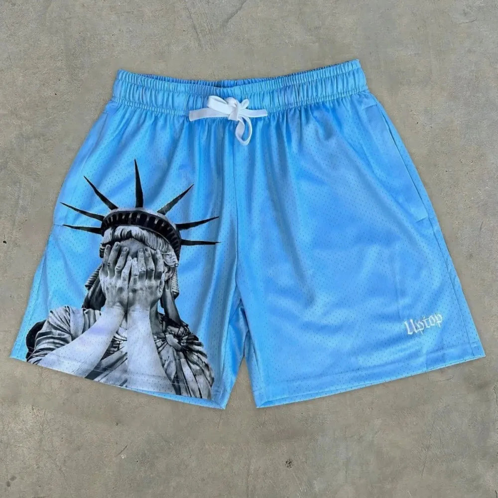 Statue of Liberty Graphic Print Shorts