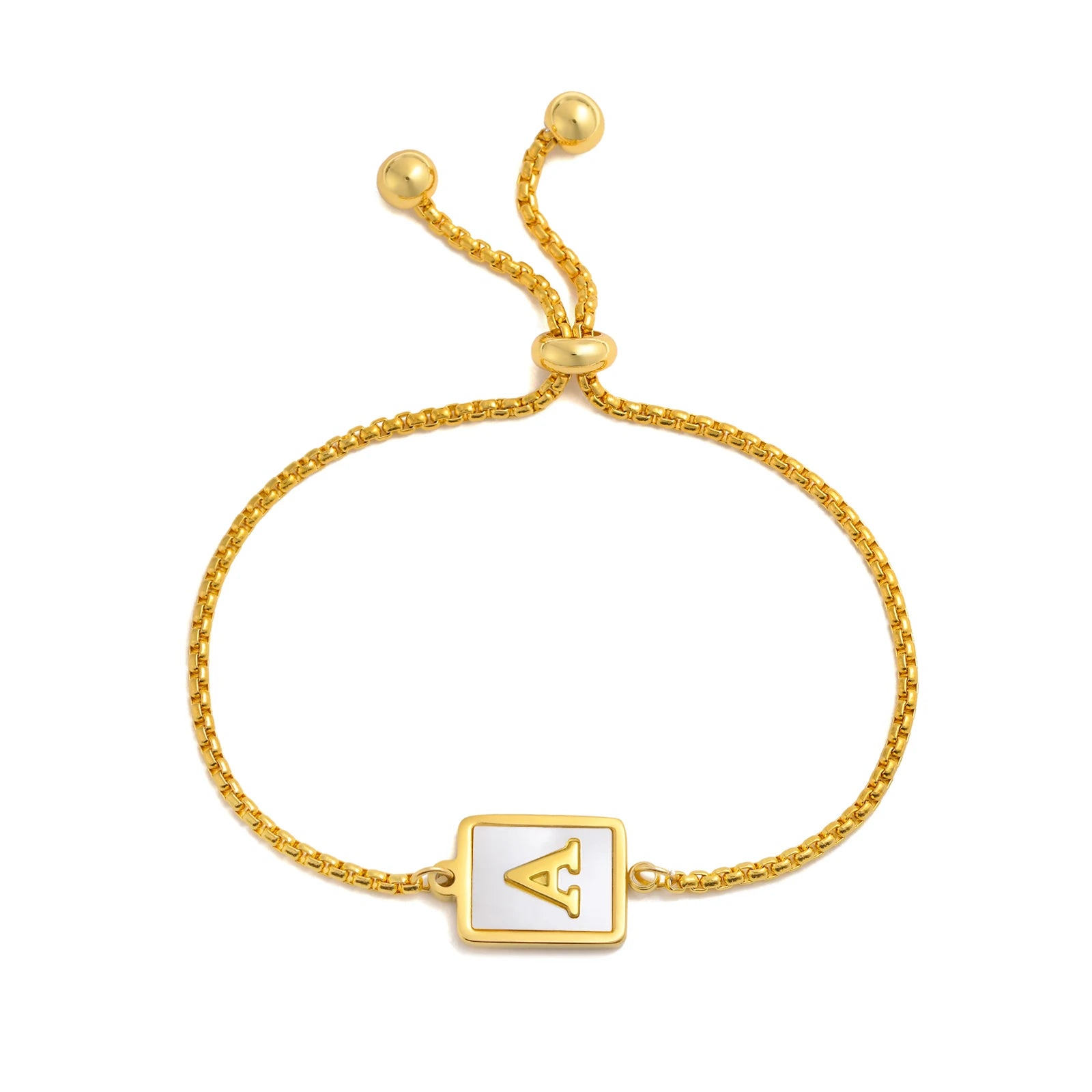 Aura Pearl Initial Bracelet – Waterproof Stainless Steel Alphabet Chain
