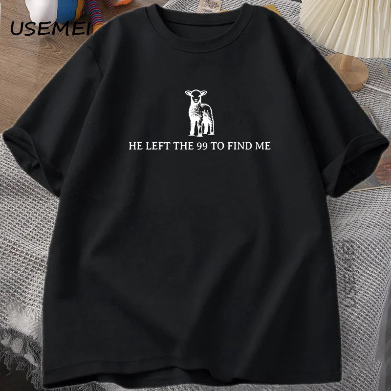 Retro Religious Graphic Print Cotton T-Shirt