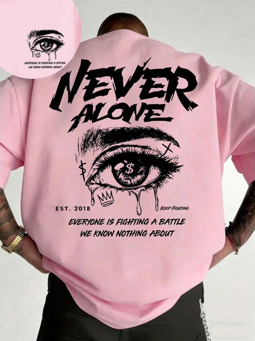 "Never Alone" Graphic Oversized Tee - Premium Cotton Streetwear T-Shirt
