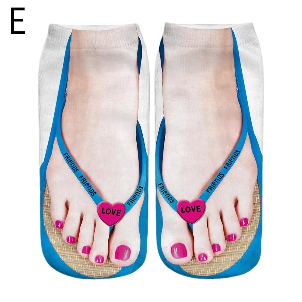 The "PrankFlop" Novelty Socks – 3D Illusion Flip-Flop Ankle Socks