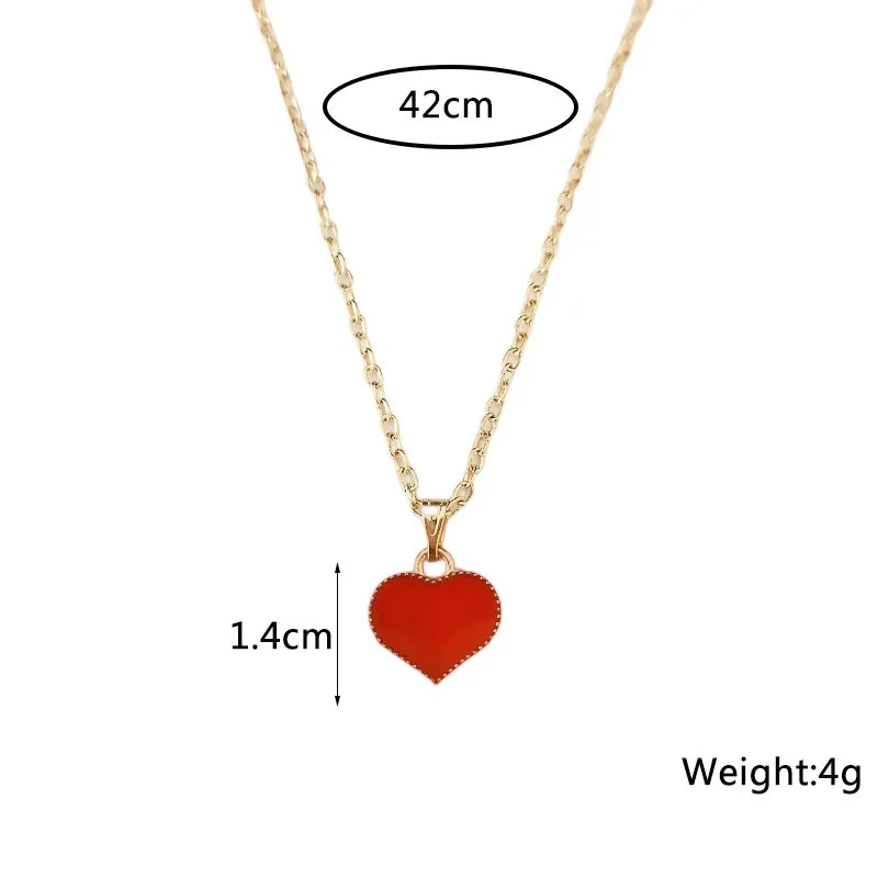 Gold-Tone Enamel Heart Drop Necklace