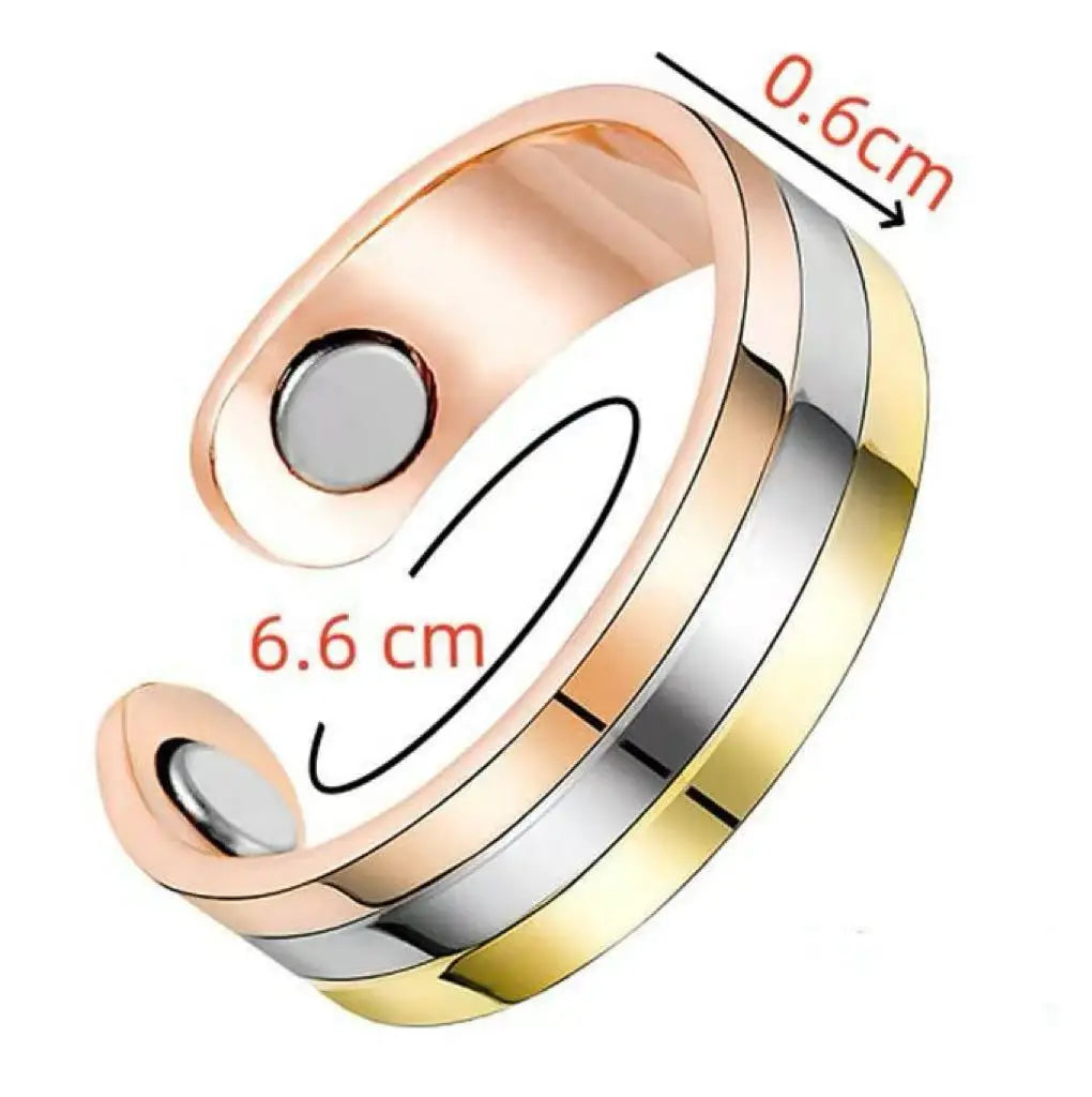 99.99% Pure Copper Magnetic Rings Tricolor Cuff Therapy Ring Adjustable Ring Anillo magnetico terapeutico Three color open ring