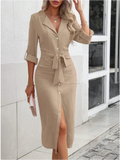 Velvet Aura Shirt Dress – Elegant V-Neck Lace-Up Maxi