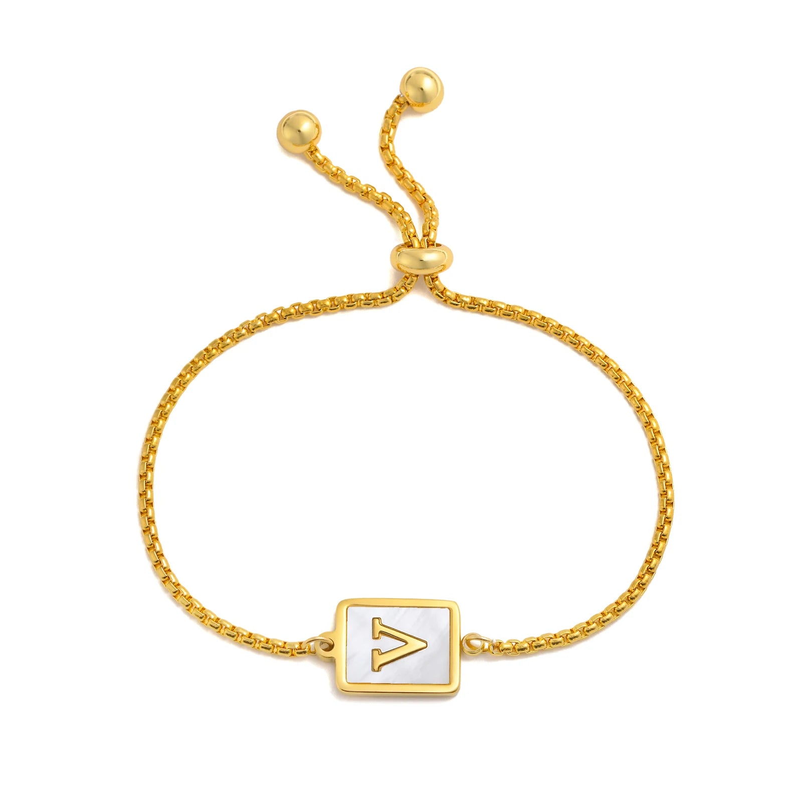 Aura Pearl Initial Bracelet – Waterproof Stainless Steel Alphabet Chain