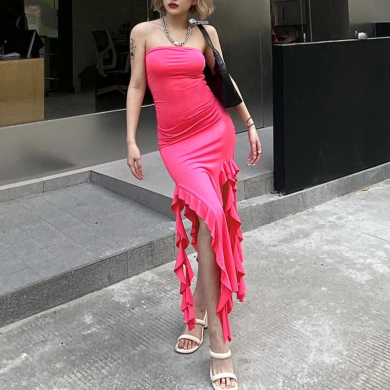 Elegant Asymmetrical One-Shoulder Midi Dress - Summer Casual & Formal Wear for Women