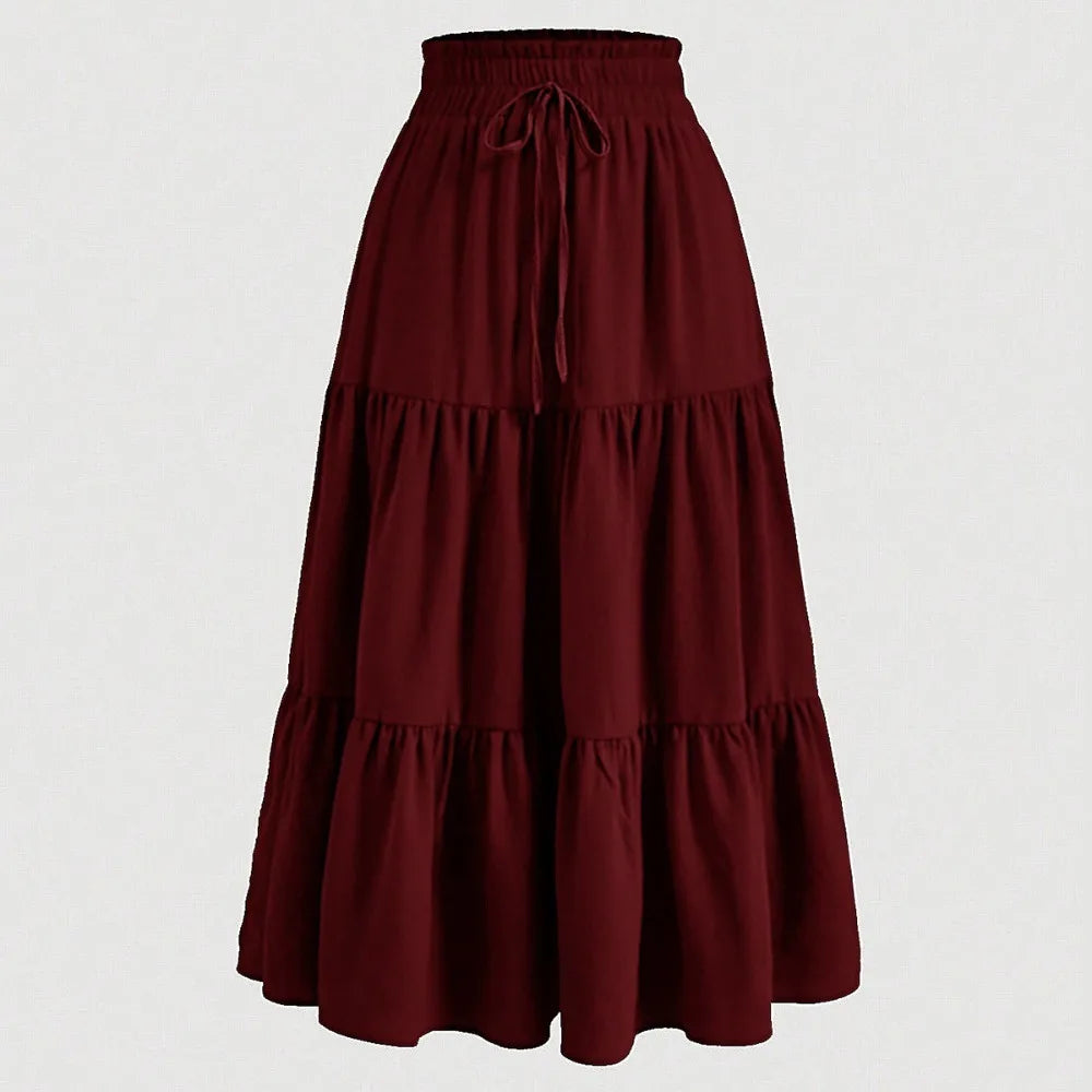 Santorini Bohemian Maxi Skirt – Flowy Summer Floral Long Skirt