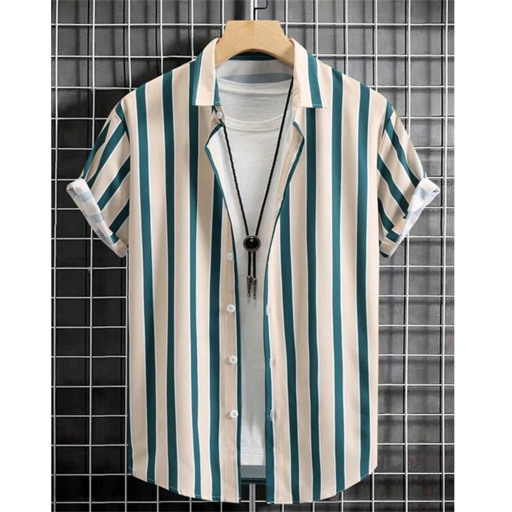 The "Oasis" 3D Geometric Resort Shirt – Summer Loose Casual Hawaiian Top