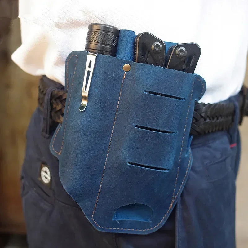 Vintage Leather Utility Belt Bag - Retro Style