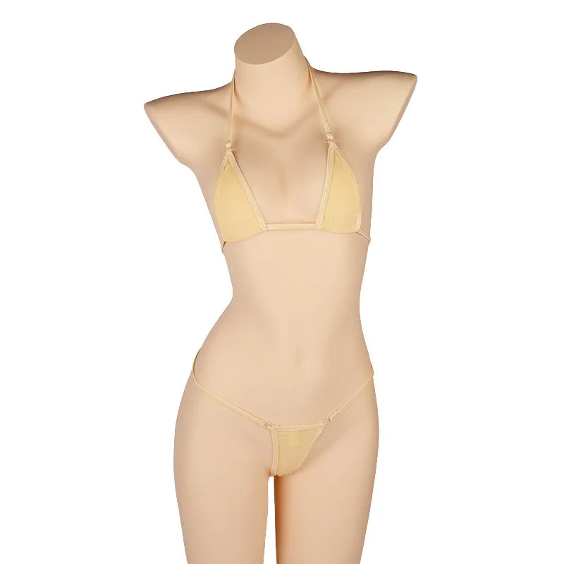 Siren Minimalist Micro Bikini Set – Adjustable Bandage Brazilian Swimwear