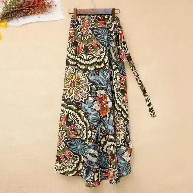 Floral High-Waist Wrap Maxi Skirt