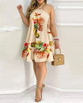 Lunar Eclipse Floral Halter Dress