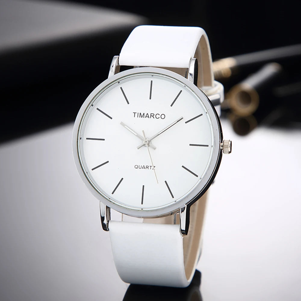Minimalist Leather Strap Quartz Watch - Unisex