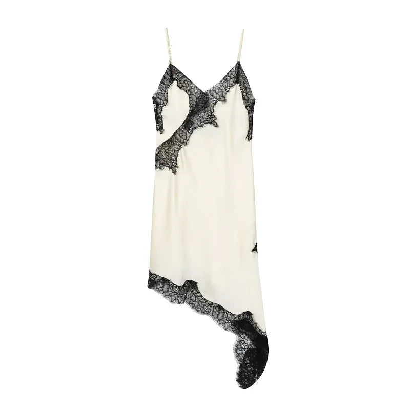 Elegant Satin Lace Backless Mini Summer Dress