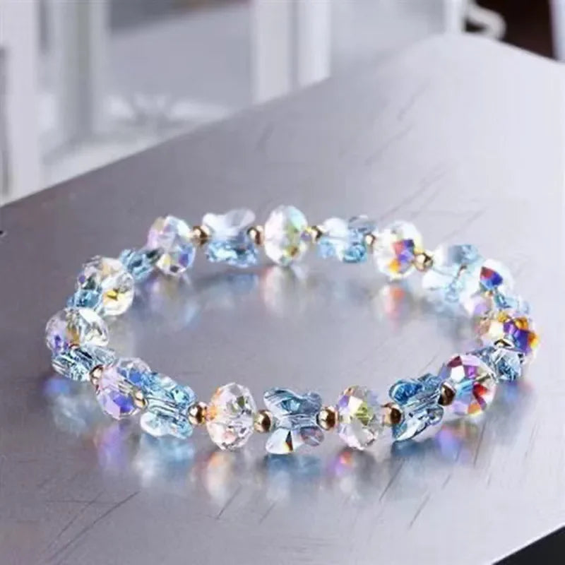 Crystal Butterfly Beaded Stretch Bracelet