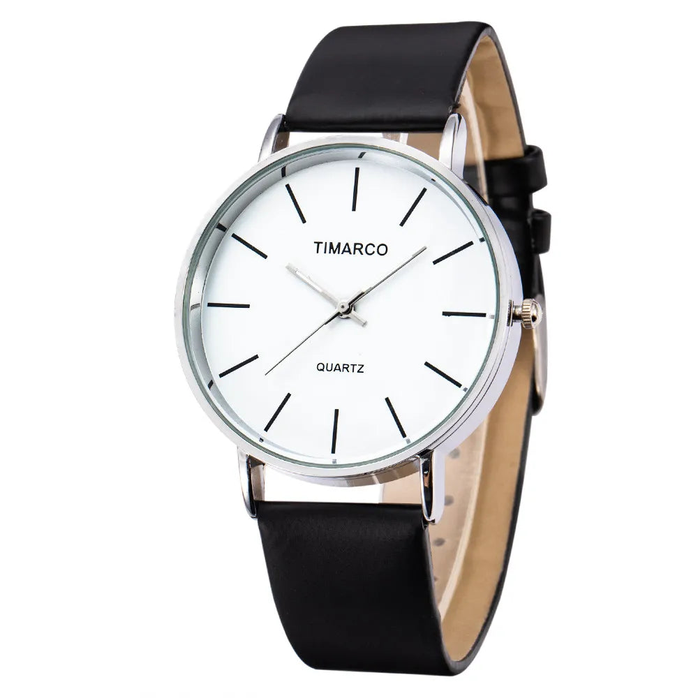 Minimalist Leather Strap Quartz Watch - Unisex