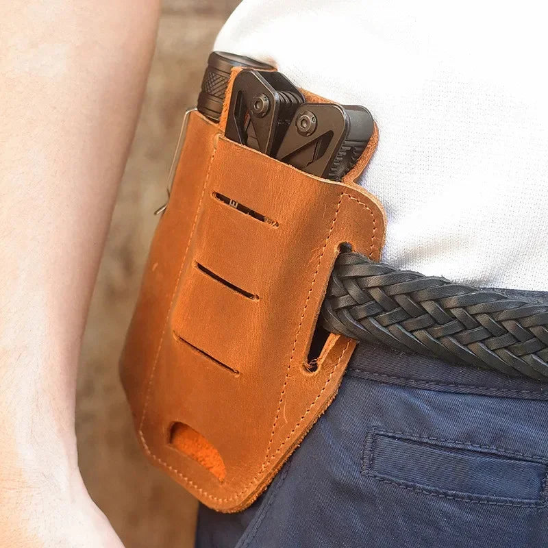 Vintage Leather Utility Belt Bag - Retro Style