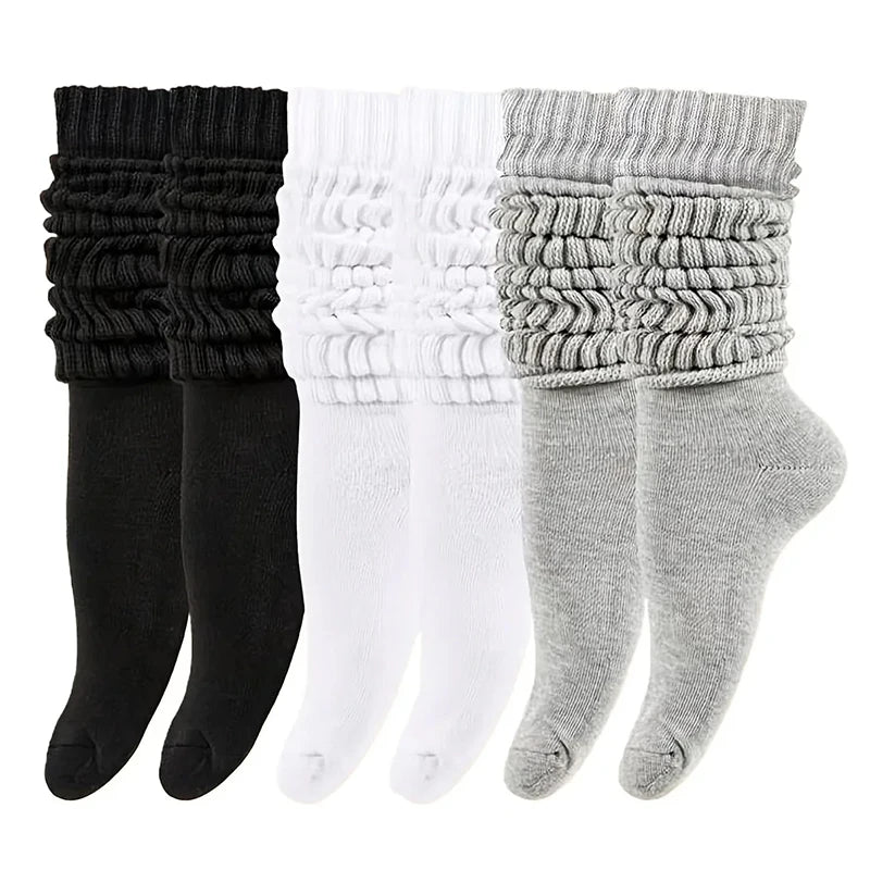 The "Soft-Stack" Slouch Socks (3-Pack) – Women's Trendy Pile-Up Mid-Length Socks