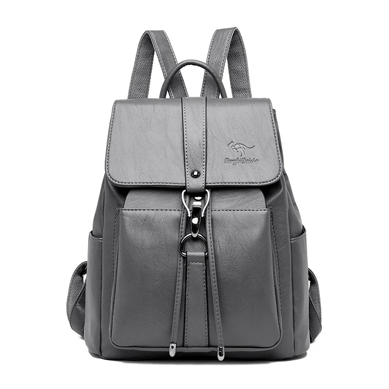 Anti-Theft Large Capacity Women's Leather Backpack - Stylish Travel & School Shoulder Bag
