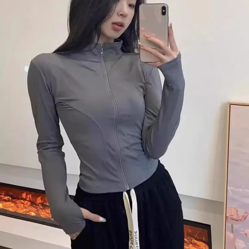 Slim-Fit Zip-Up Yoga Jacket - Athletic Performance Top