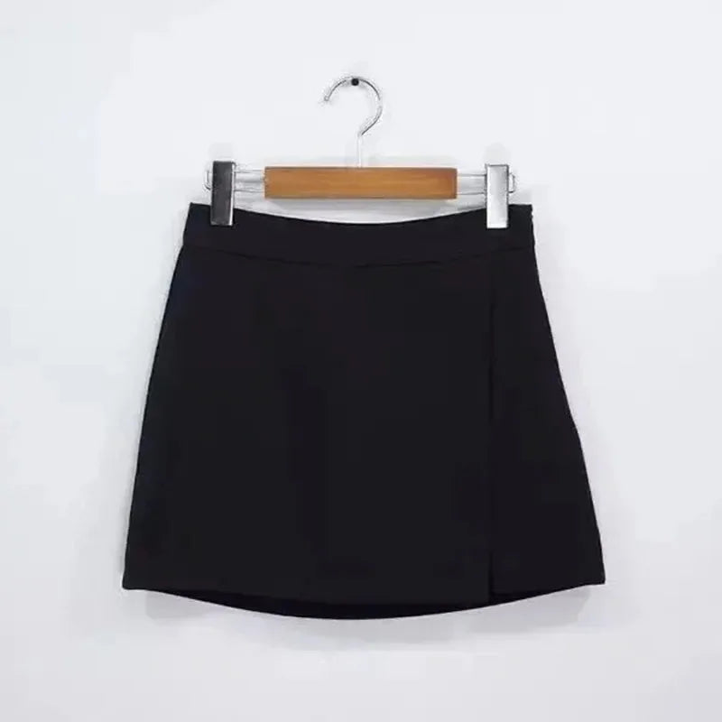 Shadow Aura Mini Skirt – Elegant Irregular High-Waist Skort