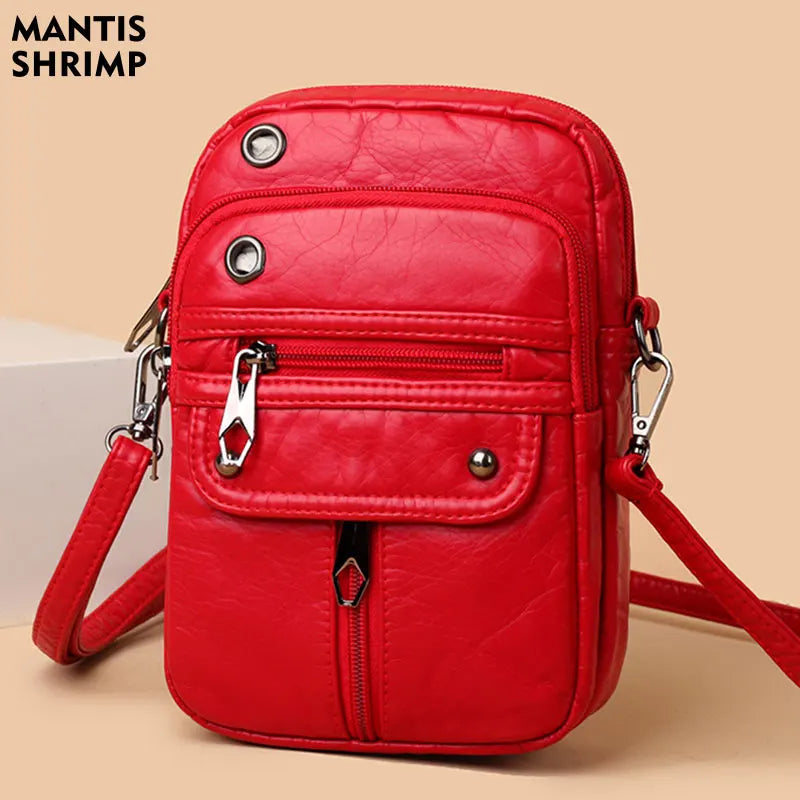 Vintage Leather Crossbody - Mobile Phone Bag